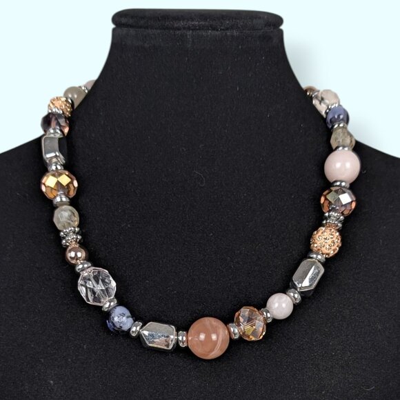 Chico's Pastel & Metallic Beaded Necklace - Picture 1 of 5